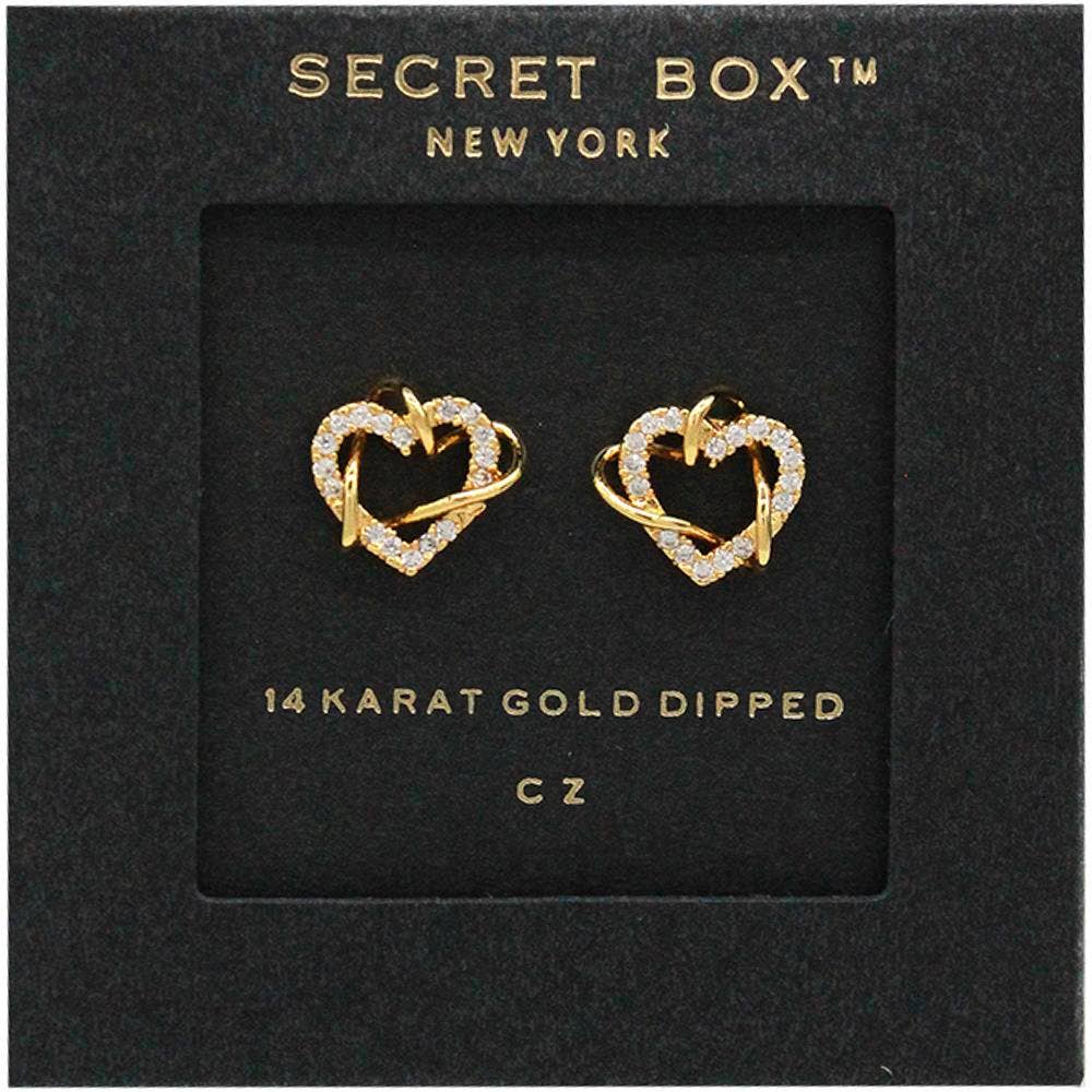 SECRET BOX 14K GOLD DIPPED HEART EARRING SB-19897