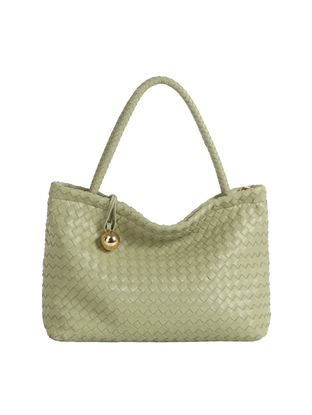 Woven Golden Ball Clasp Tote Bag
