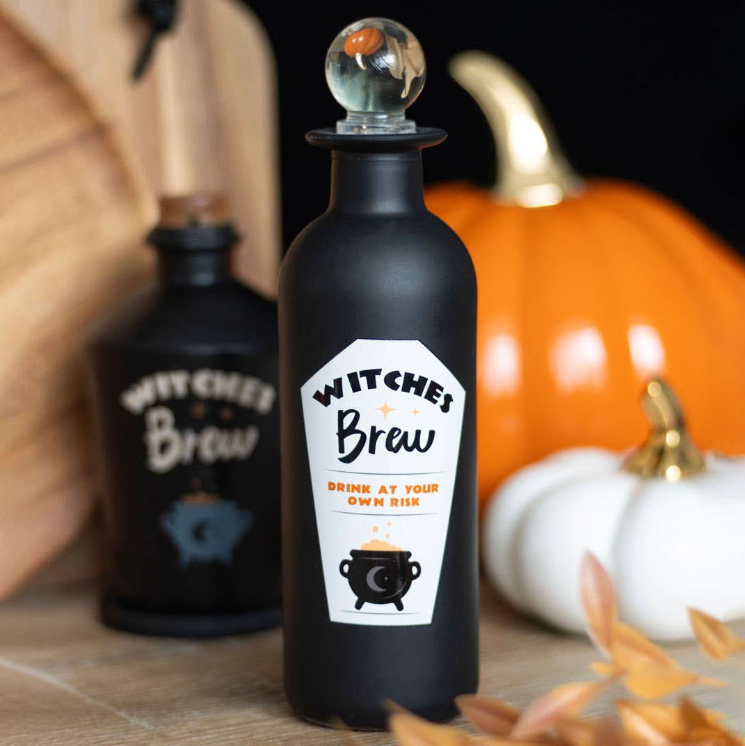 Decorative Witches Brew Glass Halloween Potion Bottle