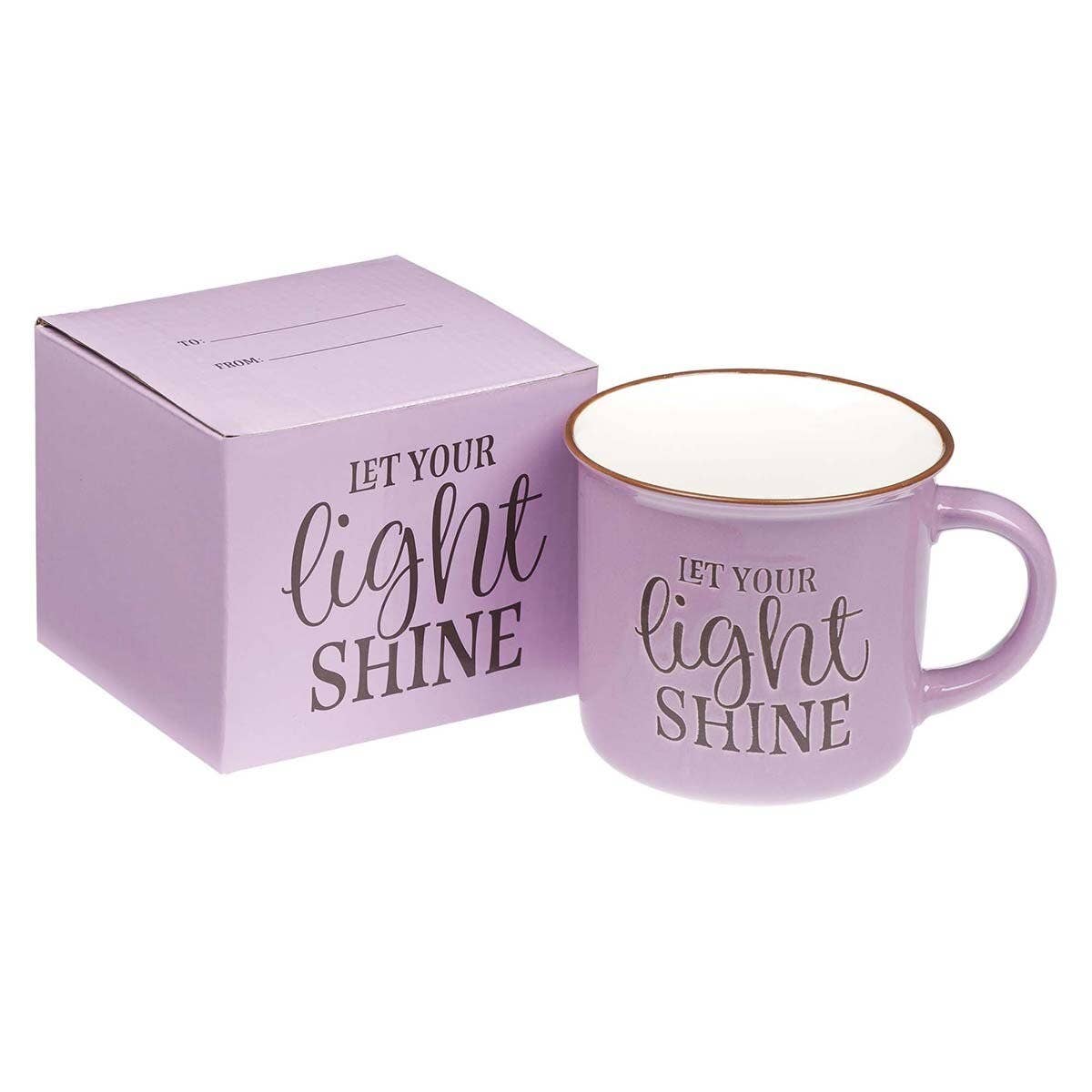 Mug Camp Purple/White Let Your Light Shine