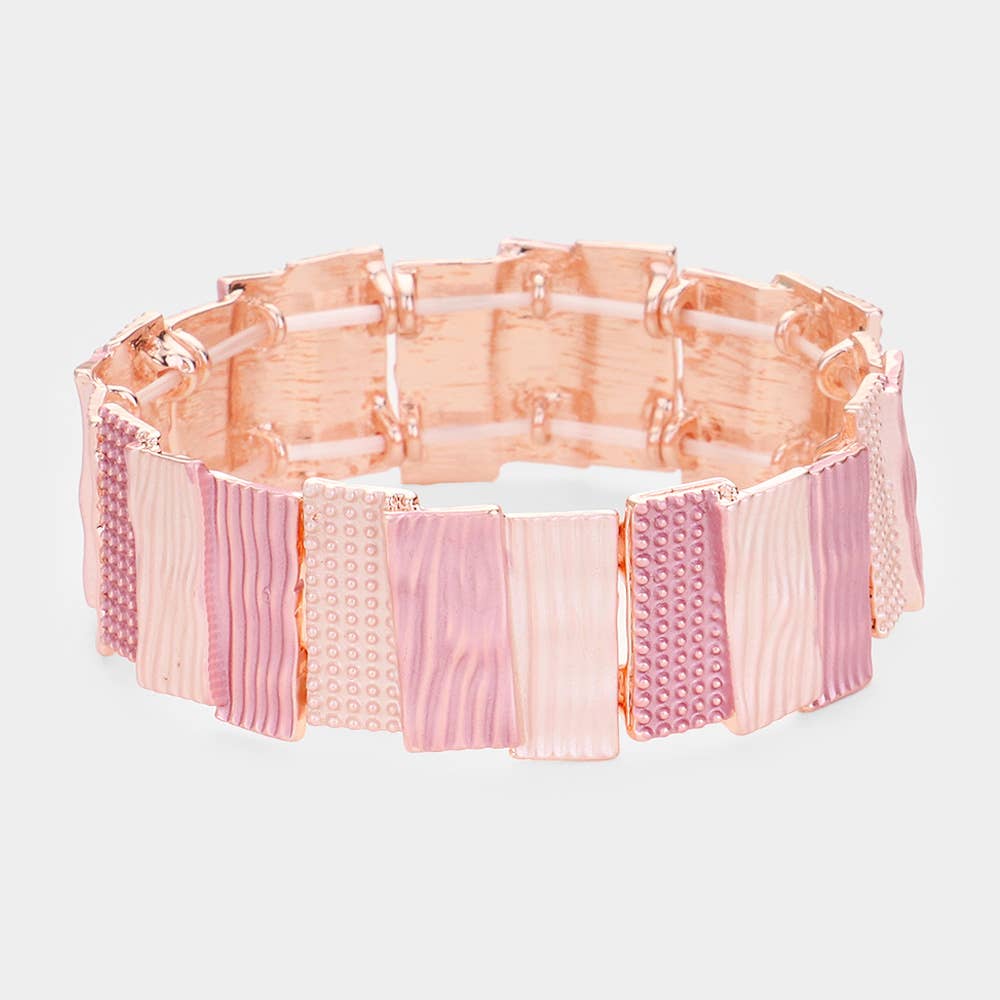 Textured Irregular Rectangle Metal Stretch Bracelet