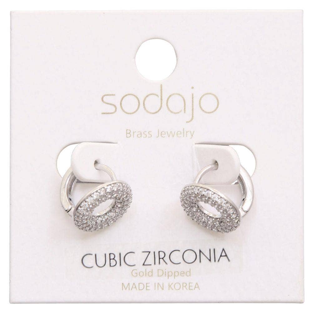 Cz Round Mini Hoop Gold Dipped Earring 91473-E