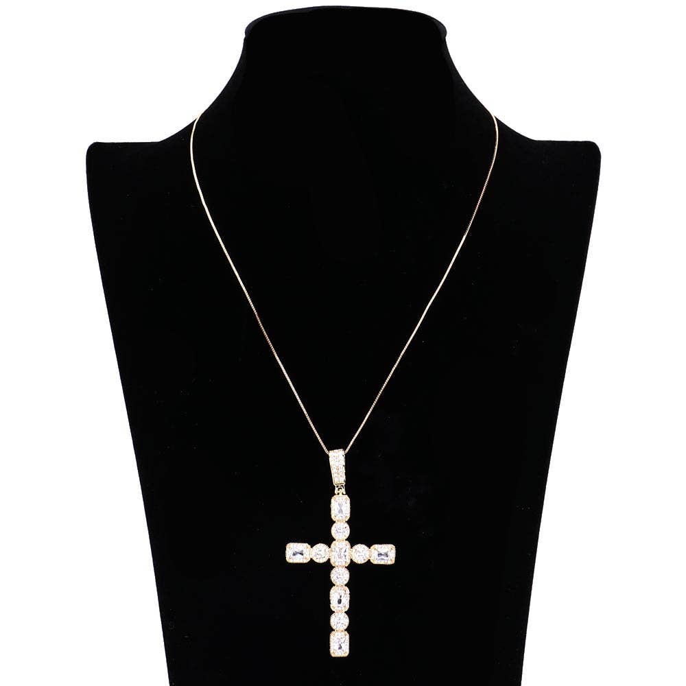 CZ Cross Pendant Necklace