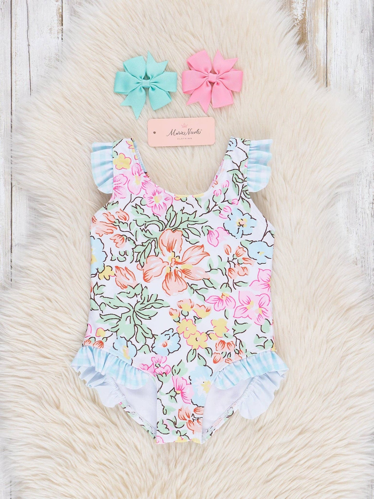Ruffle Swimsuit - Wildflower Doodles