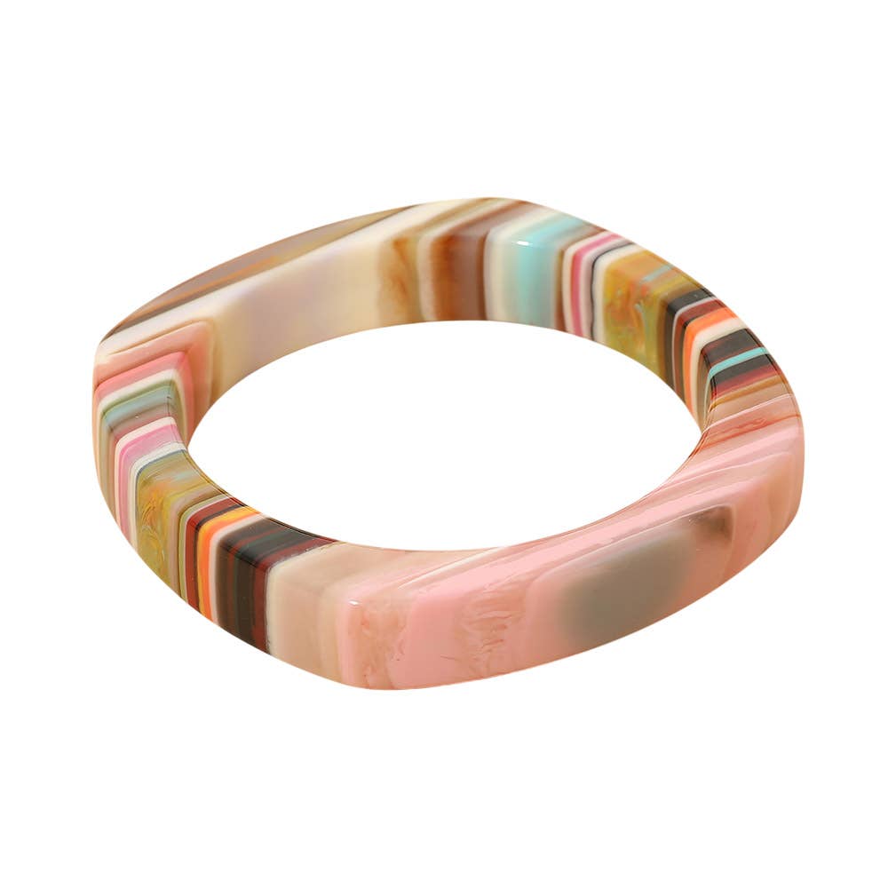 Geometric Striped Resin Bangle Bracelet