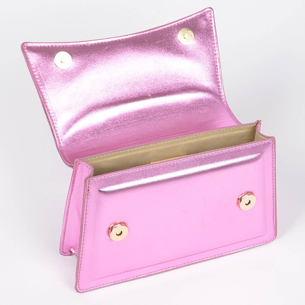 Metallic Top Handle Crossbody Bag