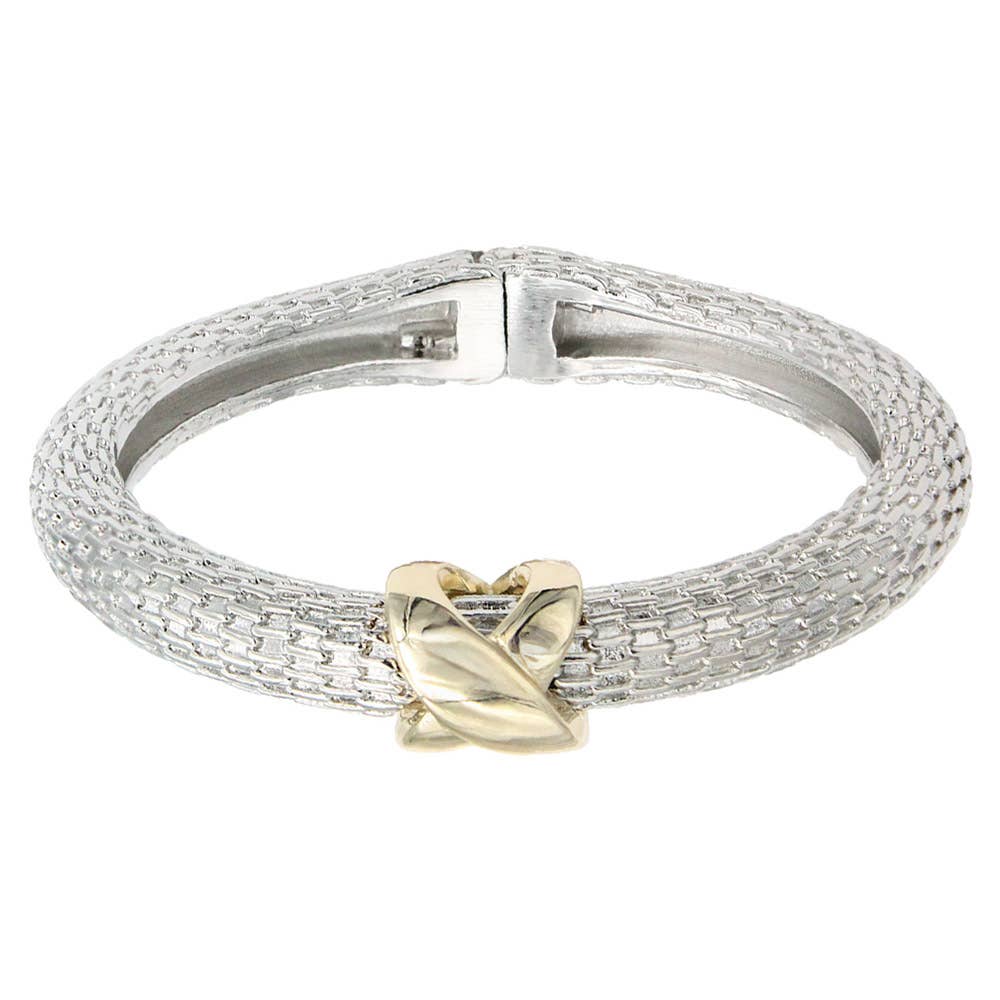 14K GOLD PLATED TWO TONE CABLE BRACELET, BC 718