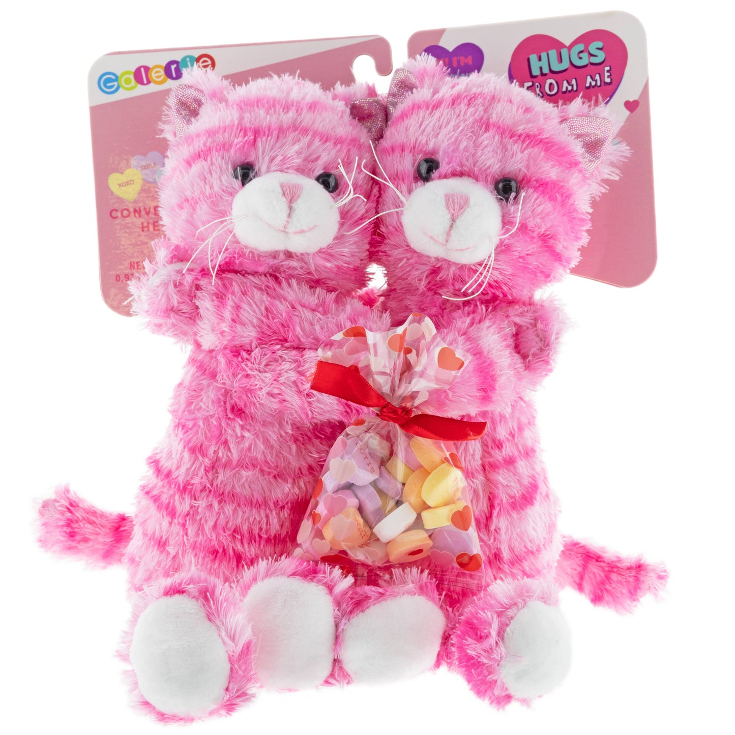 Hugging Kitties Plush with Conversation Heart Candy (case)