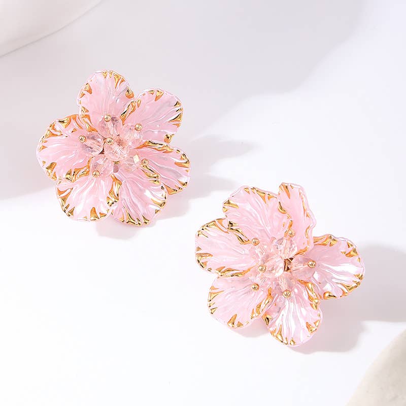 Summer Sweet Style Candy Color Flower Stud Earrings