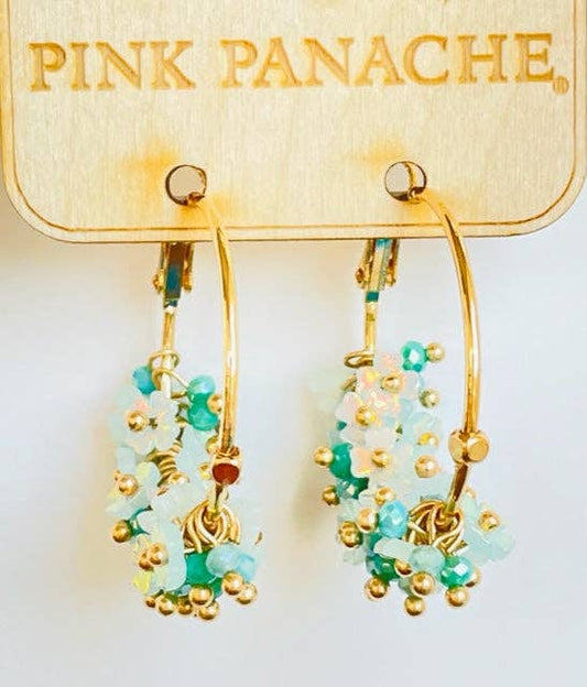Turquoise bead hoop earring 1CNC M046 - LAST CALL