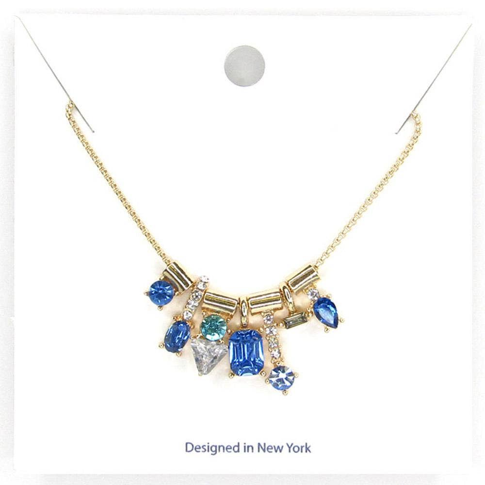 Multishape Rhinestone Pendant Necklace Earring Set 9