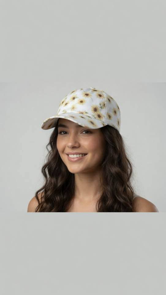 RAVEbandz Printed Baseball Cap - Sunflowers