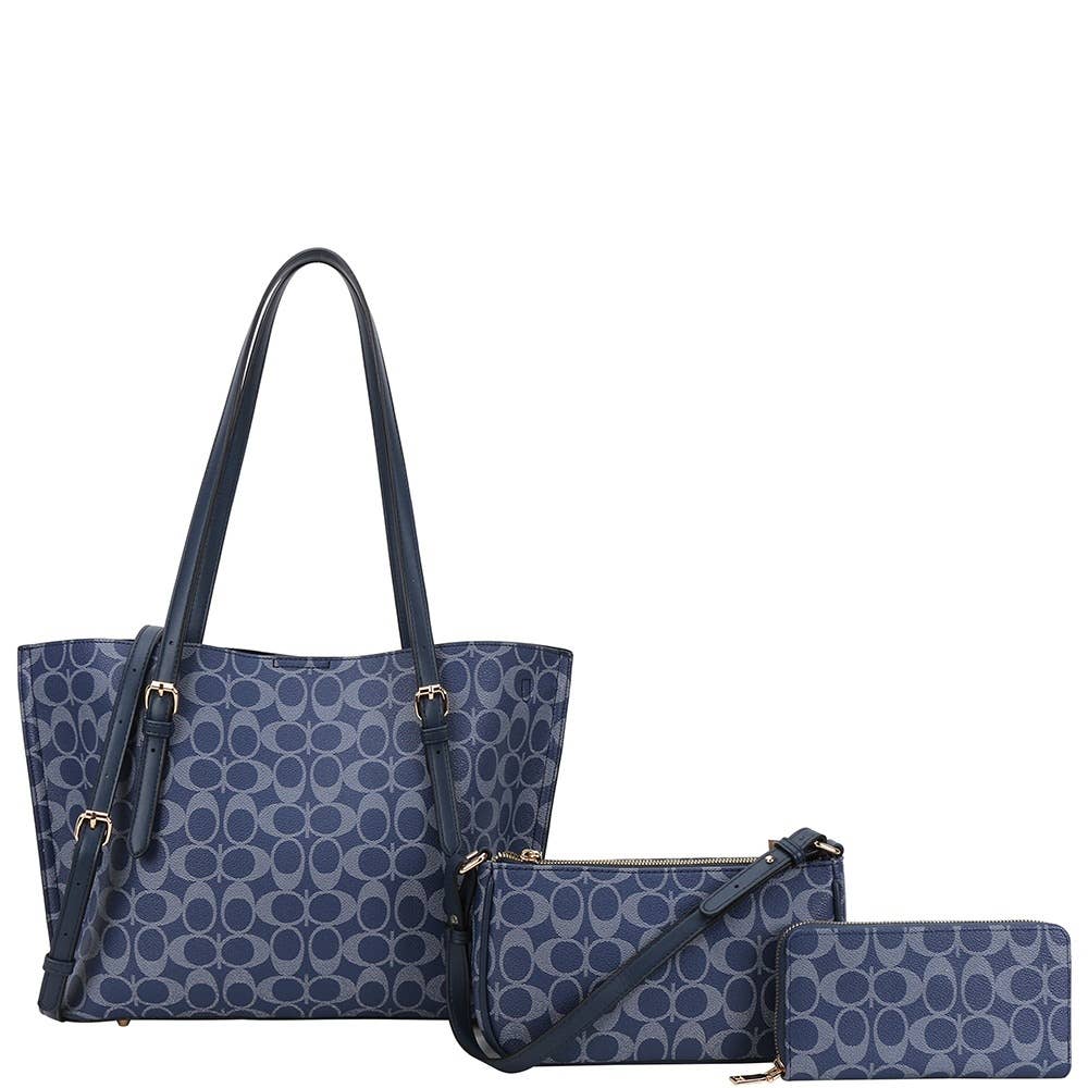 Signature Print Three Piece Tote Bag Set