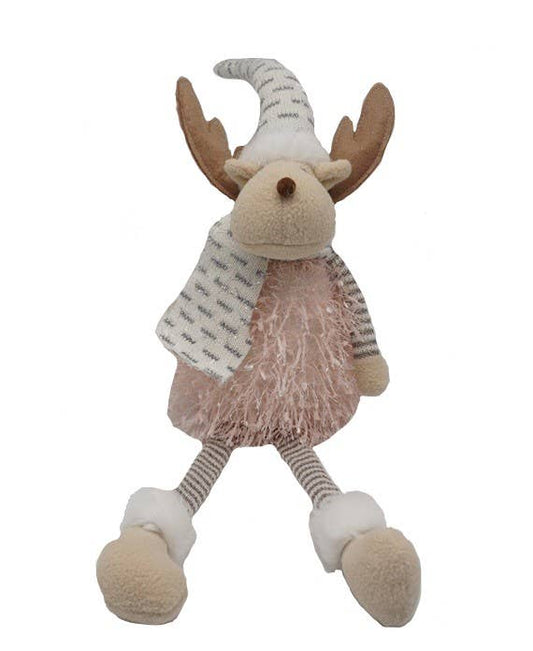 Pink and White Sitting Reindeer Décor 23"H