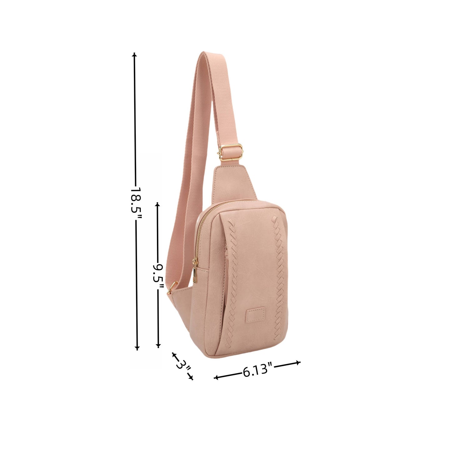 Edina Sling Bag with Zippered Pocket in Web Strap