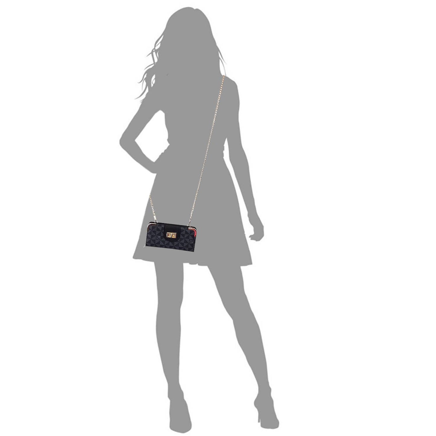 PM041 Monogram Turn Lock Crossbody Wallet