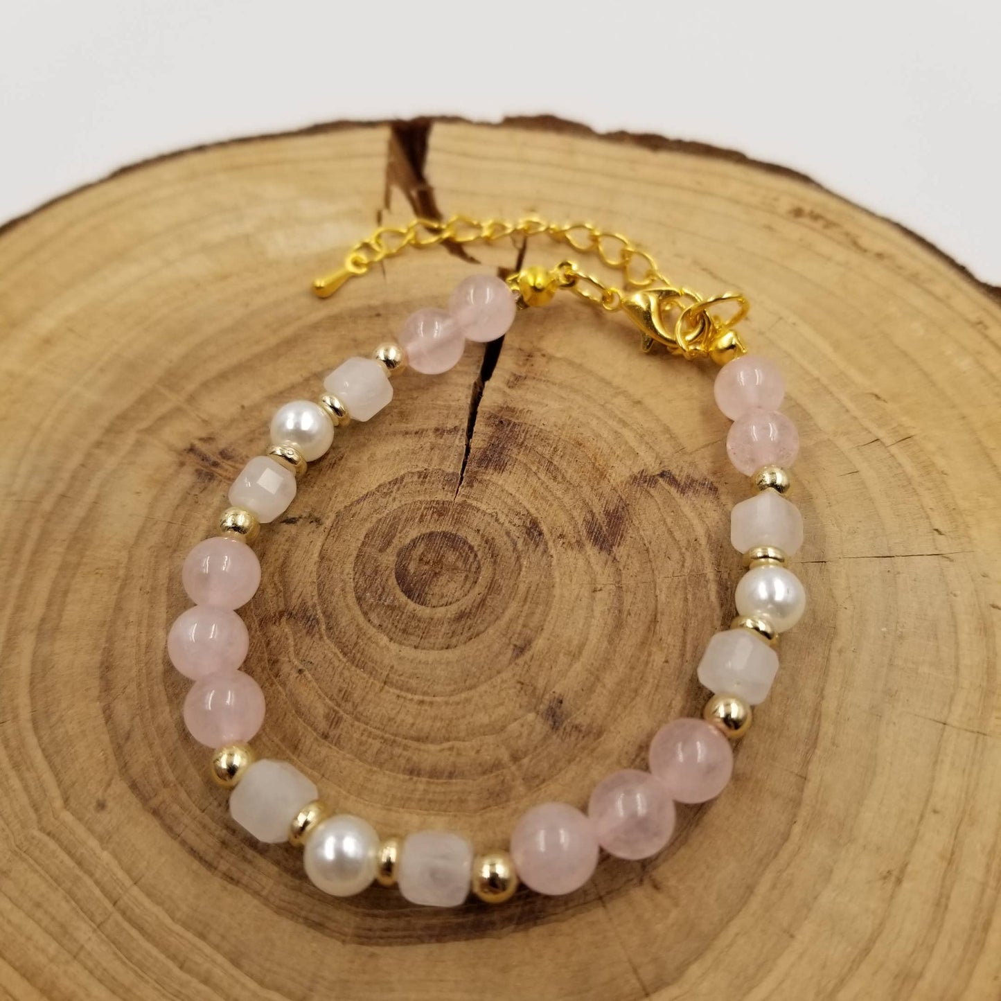 Natural Pink Crystal Inspirational Bracelet