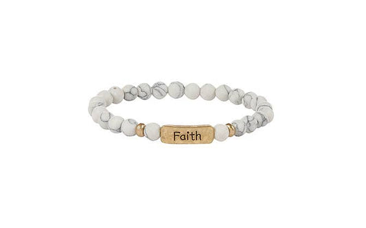 Stretch Stone Beads Inspirational Bar Bracelet, 4 Assorted