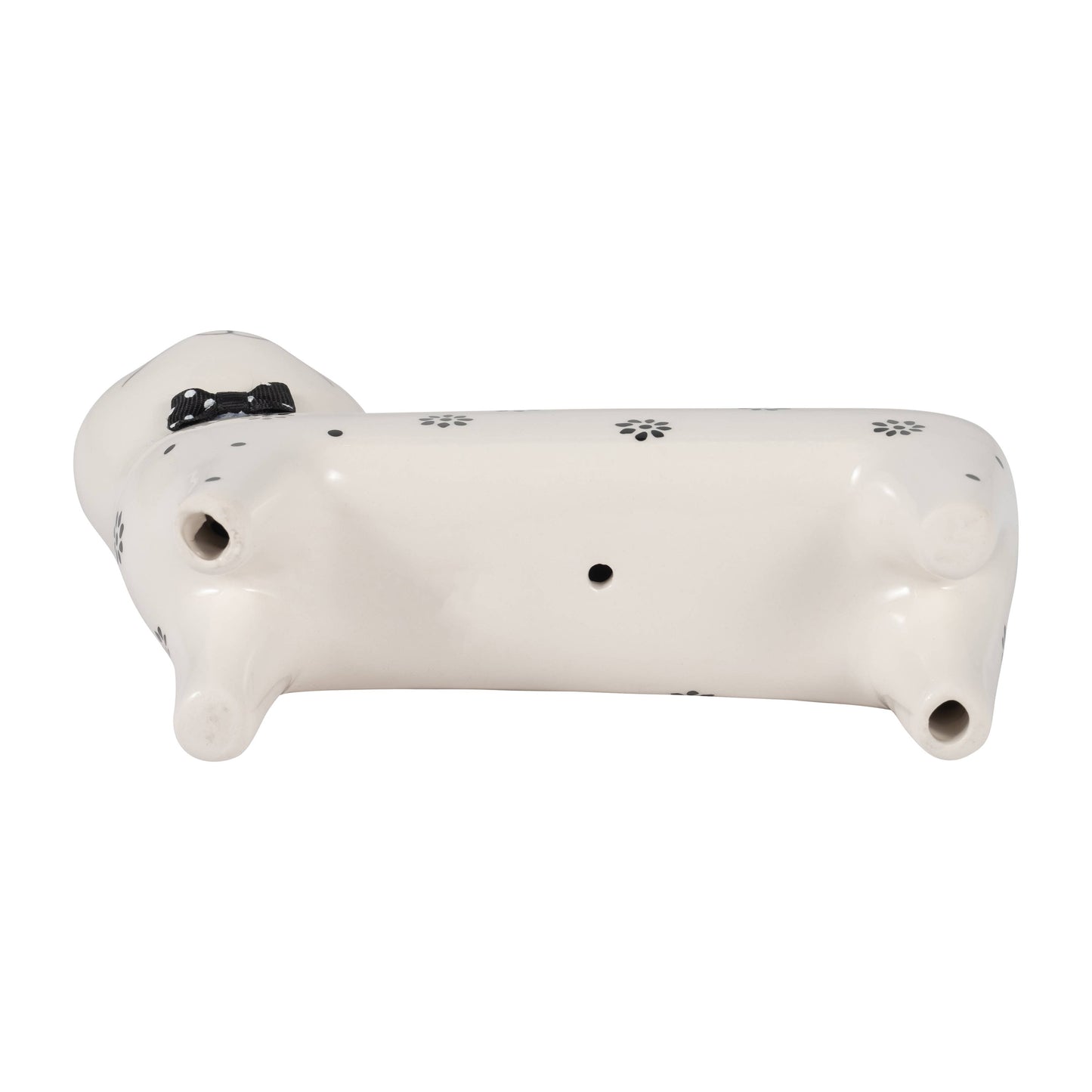 Ceramic Daisies Cat with Bowtie Figurine - White, 7 in.