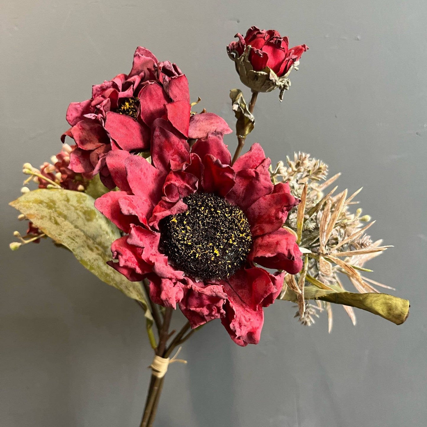 19''T Faux Mixed Sunflower Bouquet, Dried Look Autunm Flower
