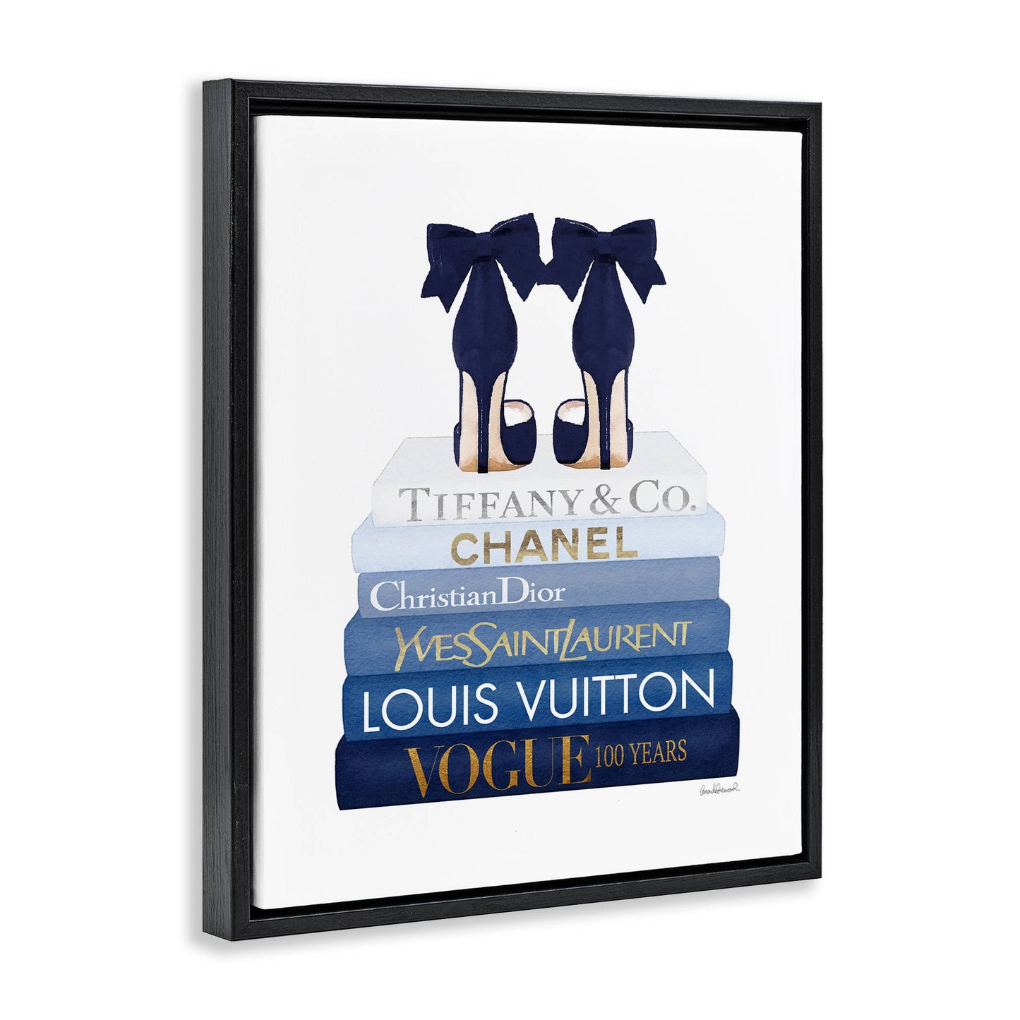 Navy Blue Heels Chic Bookstack Floating Frame