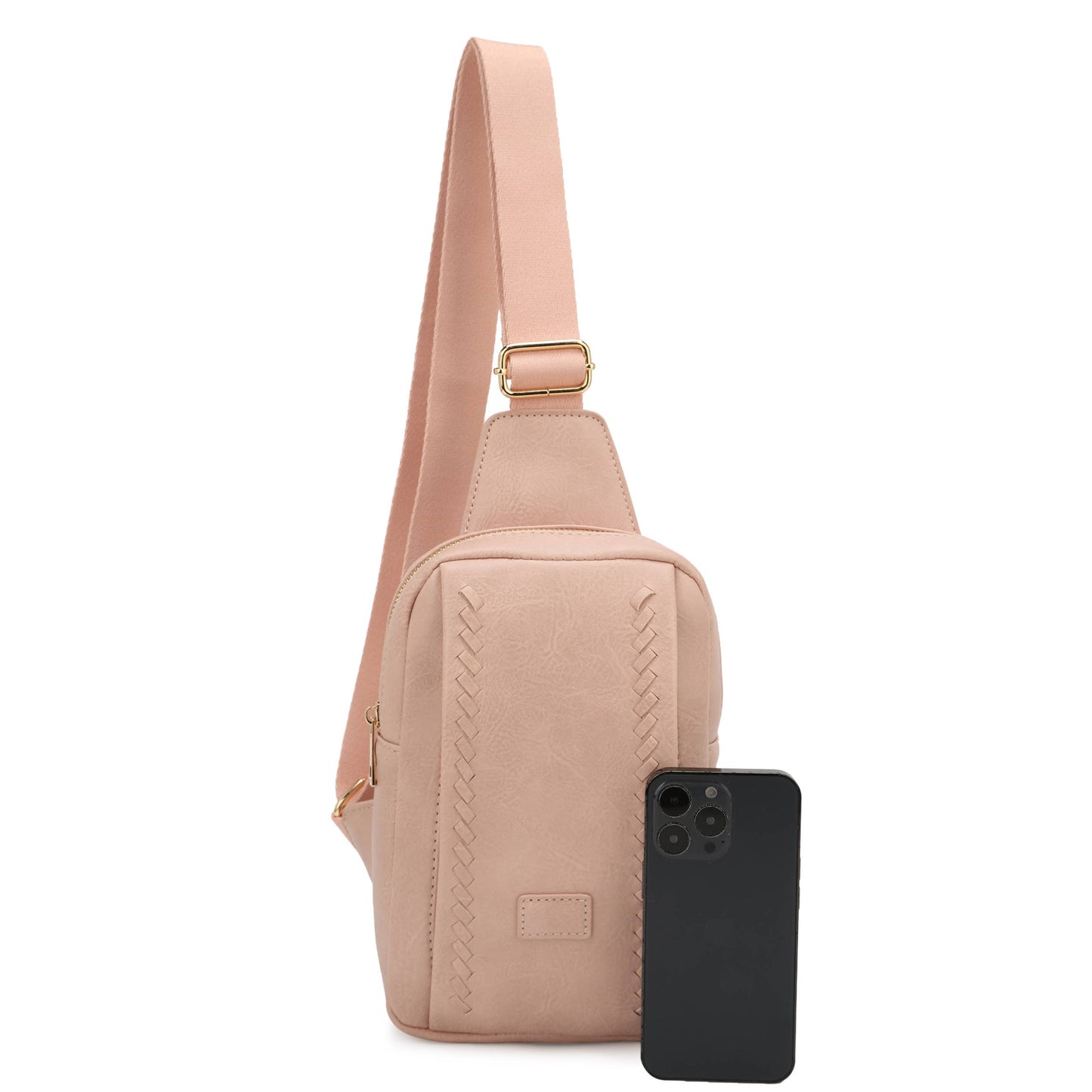 Edina Sling Bag with Zippered Pocket in Web Strap