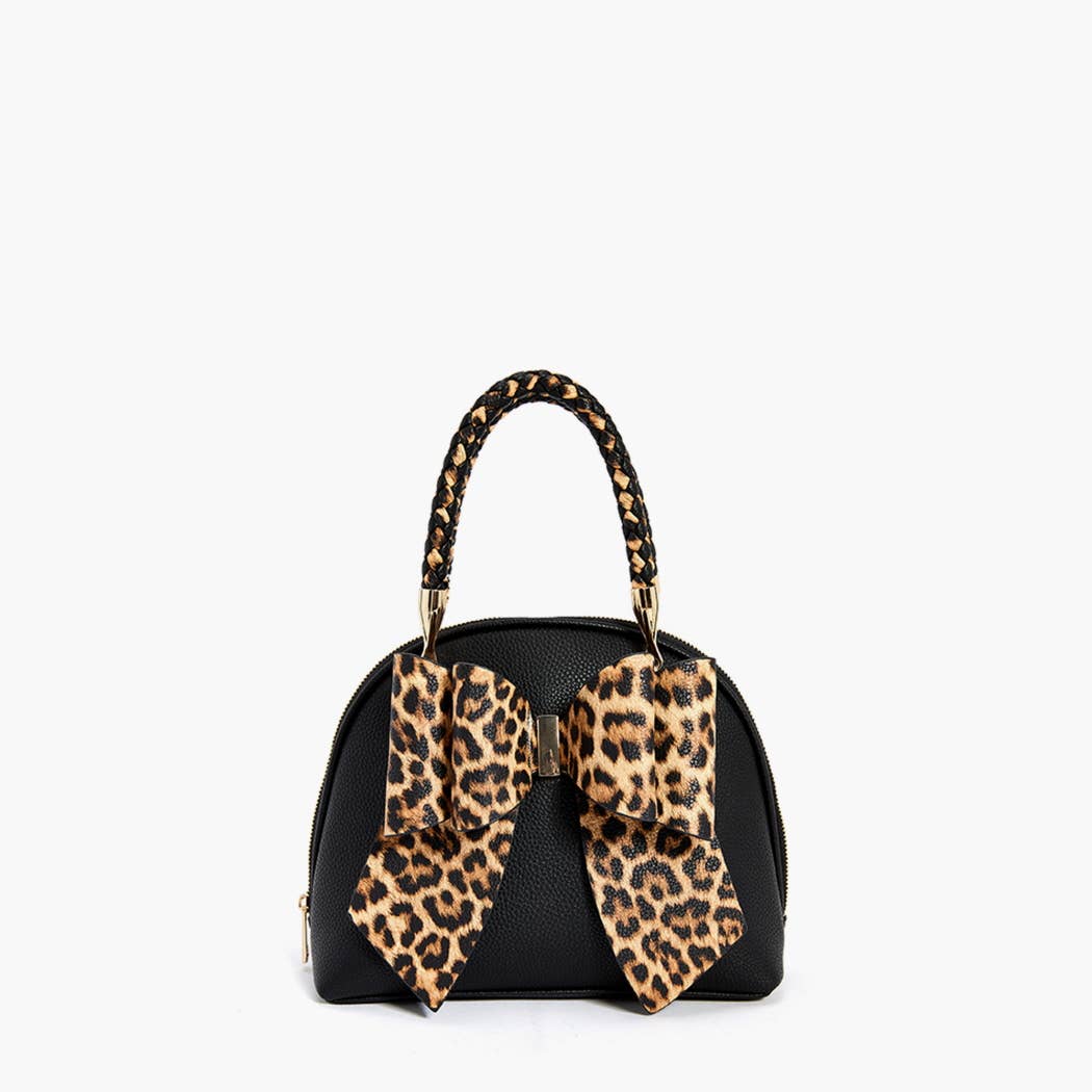 Leopard Top Handle Bow Bag – Winter Statement Gift