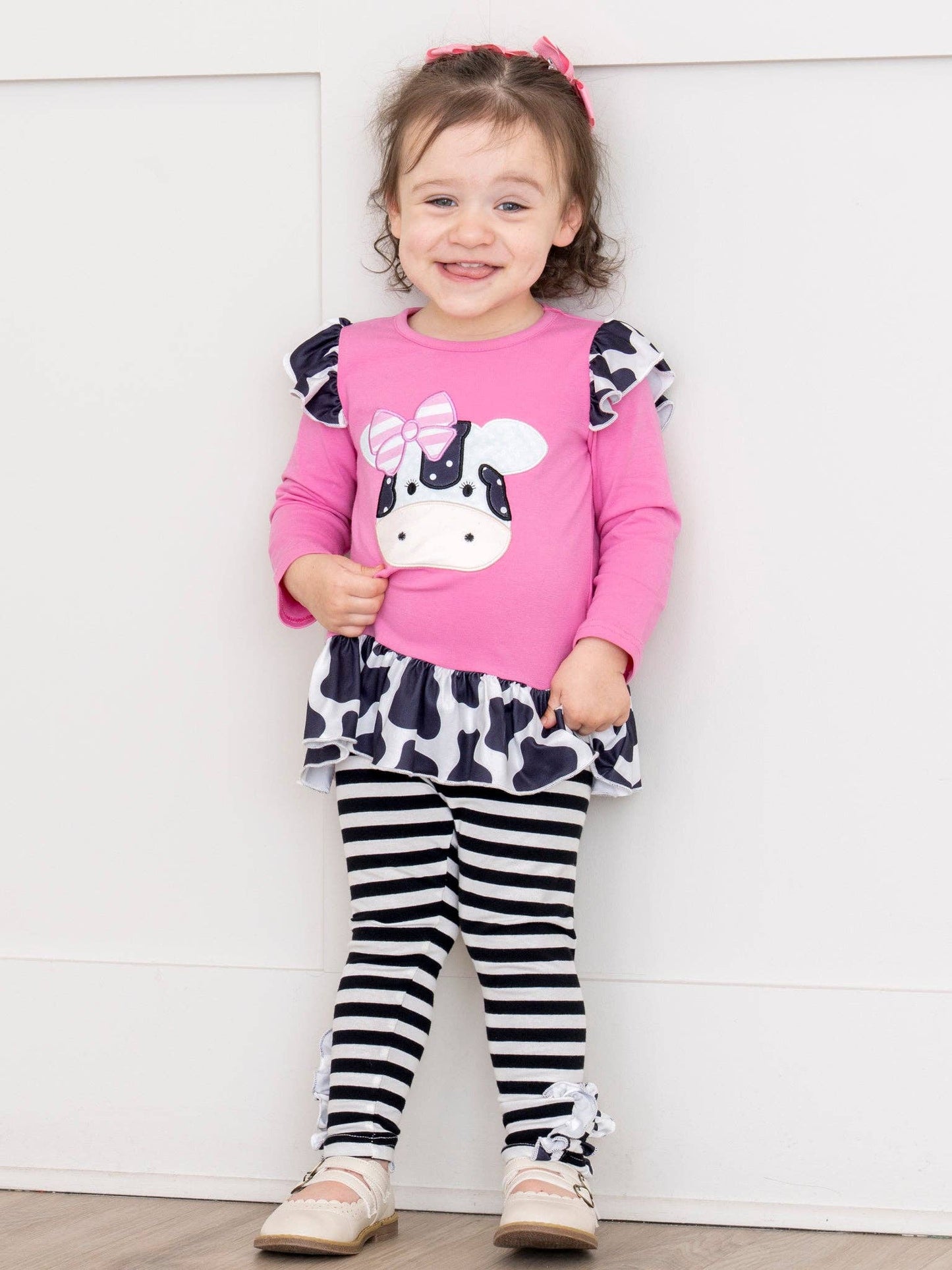 Lil’ Moo Ruffle Embroidered Cow Outfit