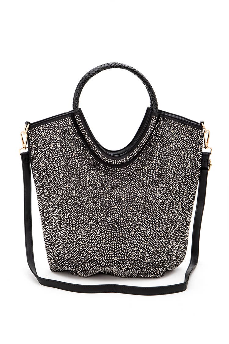 Rhinestone Top Handle Convertible Fashion Tote