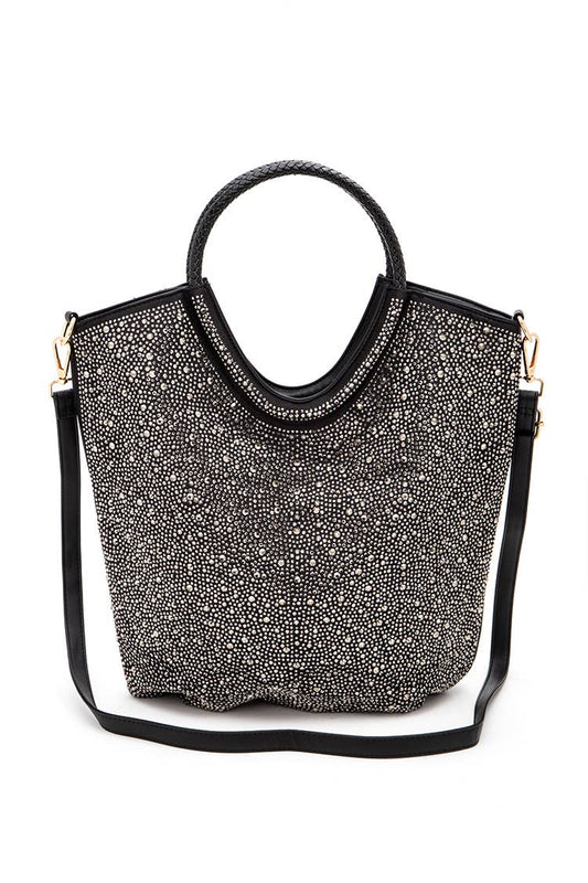 Rhinestone Top Handle Convertible Fashion Tote