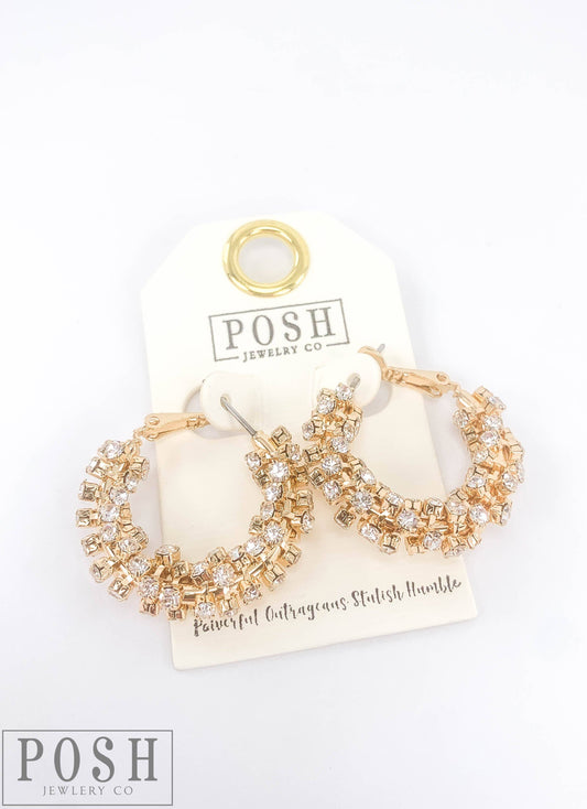 Rhinestone wrapped hoop earring 9PE244