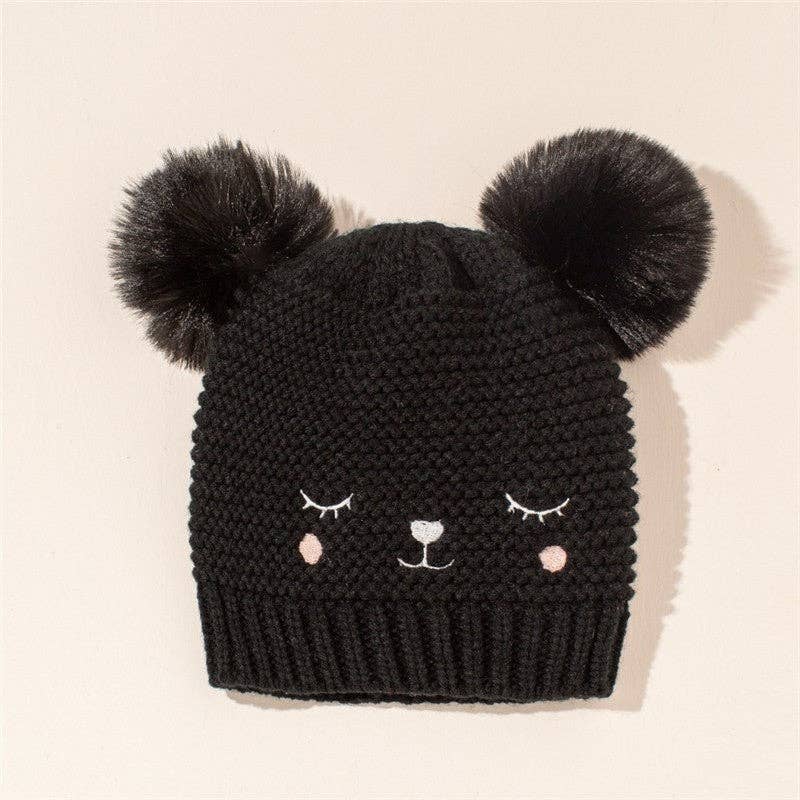 Kids Cute Smile Face Warm Knitted Beanie Hat