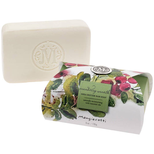 Cranberry Wreath Guest Shea Butter Bar Soap 6 Oz. Christmas