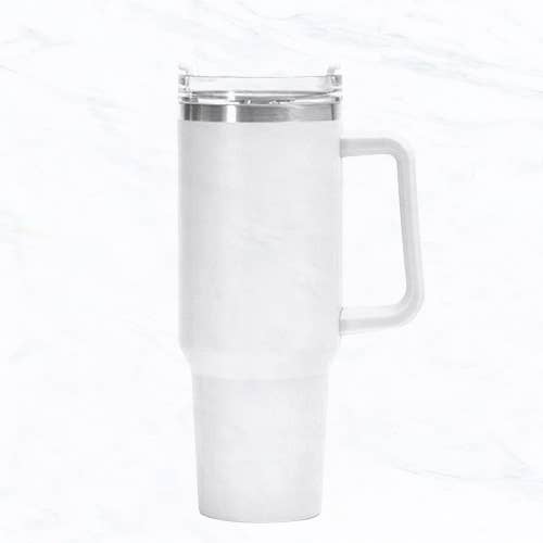 40 oz, Stainless Steel Tumbler with Handle, Straws Include