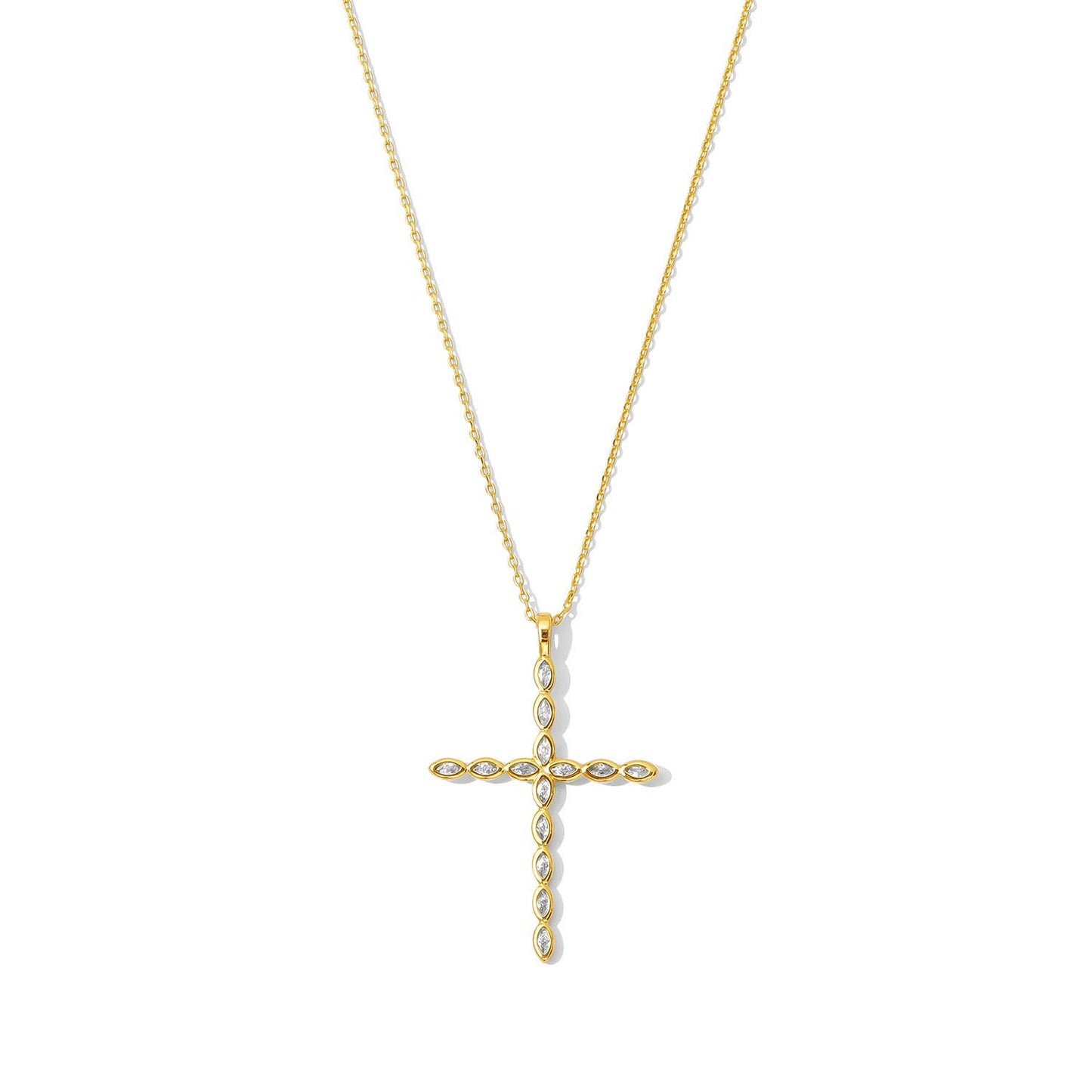 Large CZ Cross Pendant Necklace