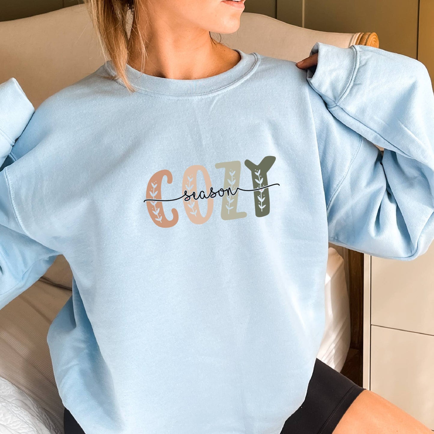 Comfy Cozy Season Winter Retro Neutral Graphic Sweatshirt