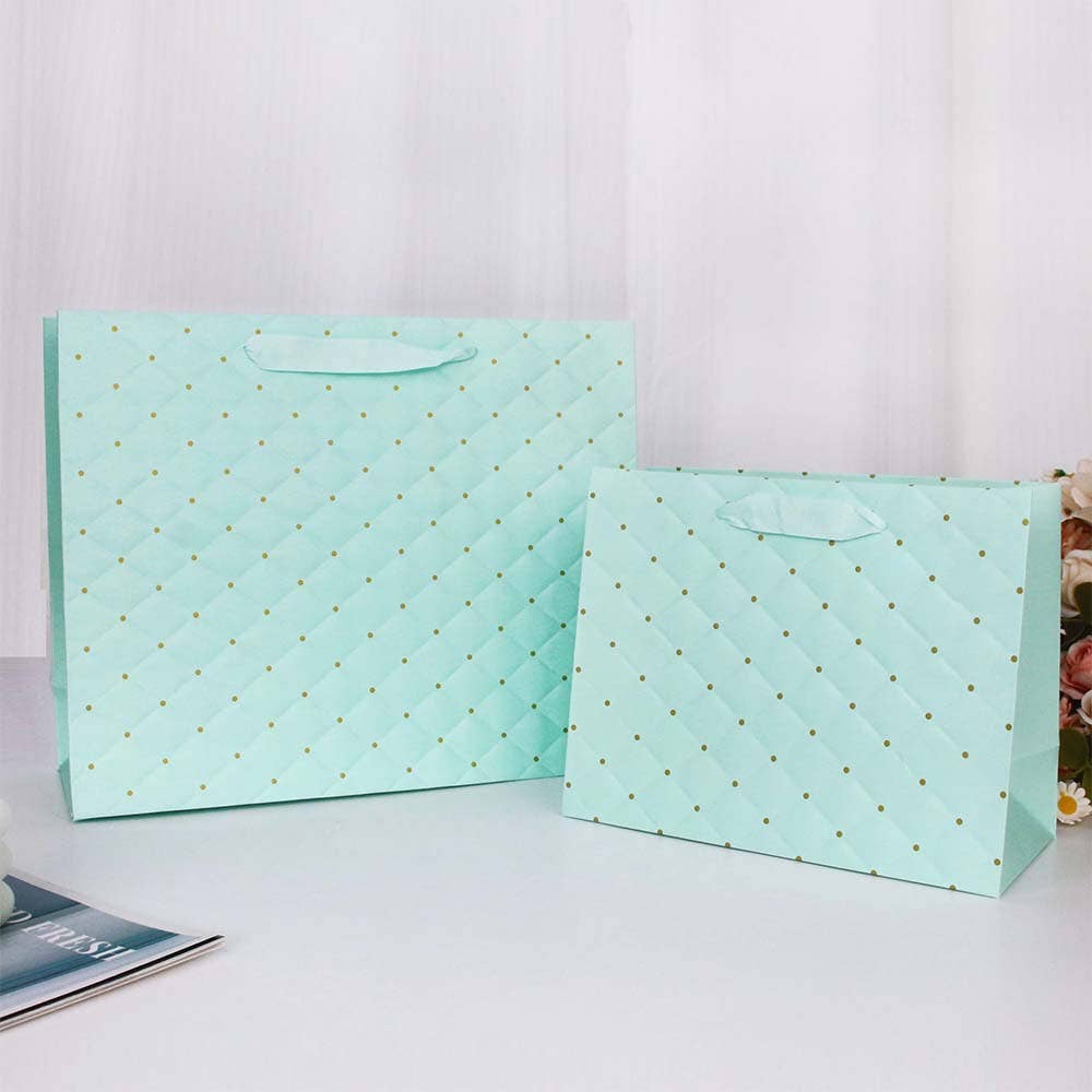 12pcs, Tiffany blue dot wavy surface gift bag w/ tissue