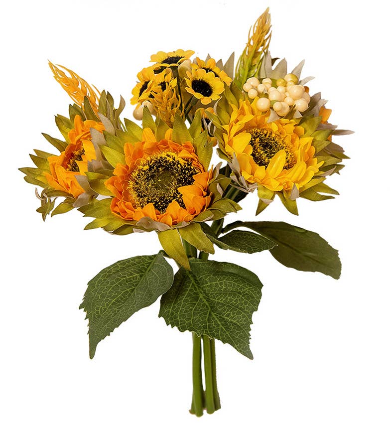 Silk Sunflower Bouquet, Fall Decorative Flowers, Yellow