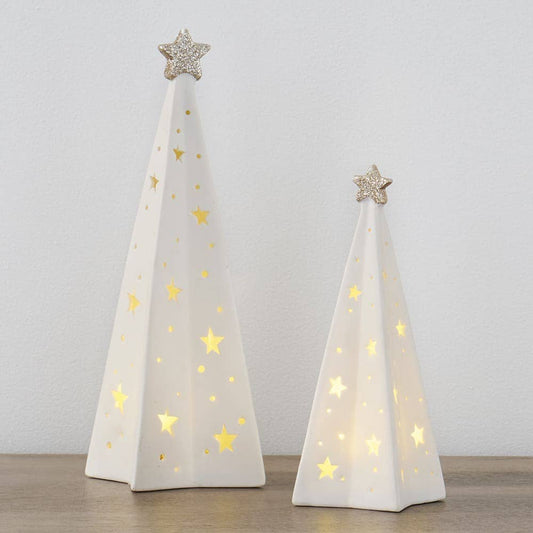 LED Ceramic Star Trees 2pc Set
