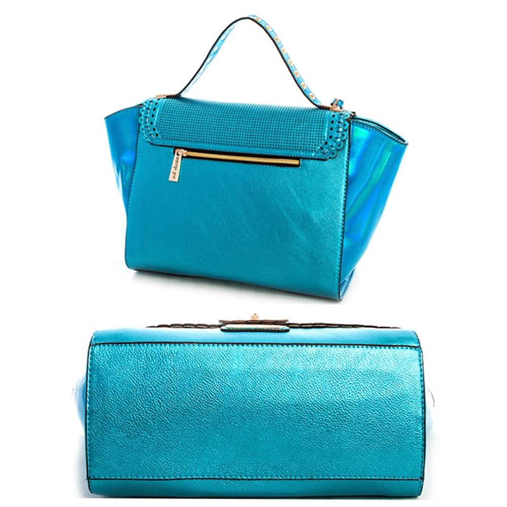 Nicole Lee STYLISH CUTE SATCHEL WITH LONG S, LSR 10456 BLUE