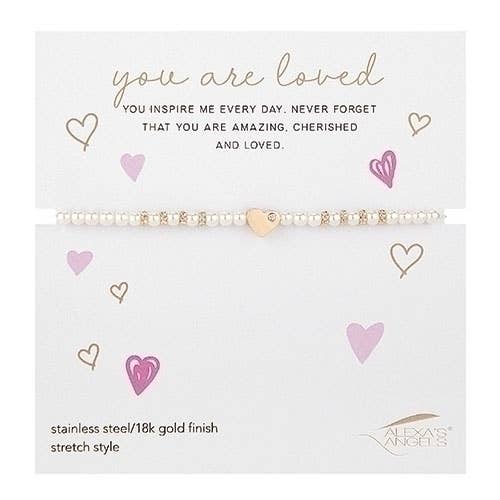 6 L Gold Heart Bracelet Stretch; Gift Bag