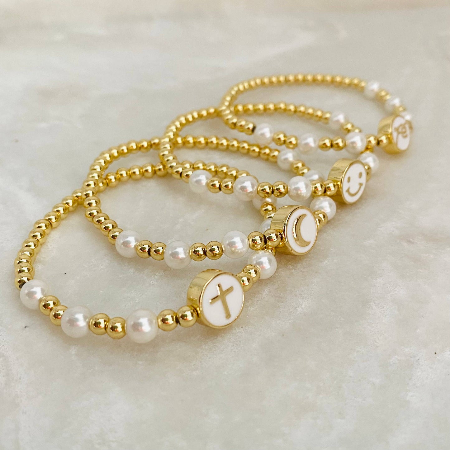 Pearl Ball Bracelet, Gold Ball Bracelet, Pearl Bracelet