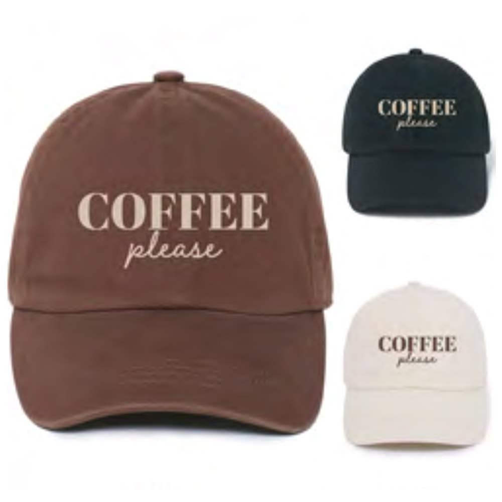 COFFEE PLEASE EMB WASHED CAP, LCAP 5777