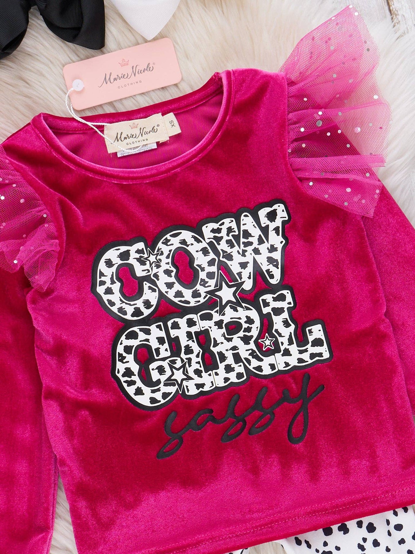 Maroon Cow Girl Velvet Bell Bottom Outfit - Restocked!