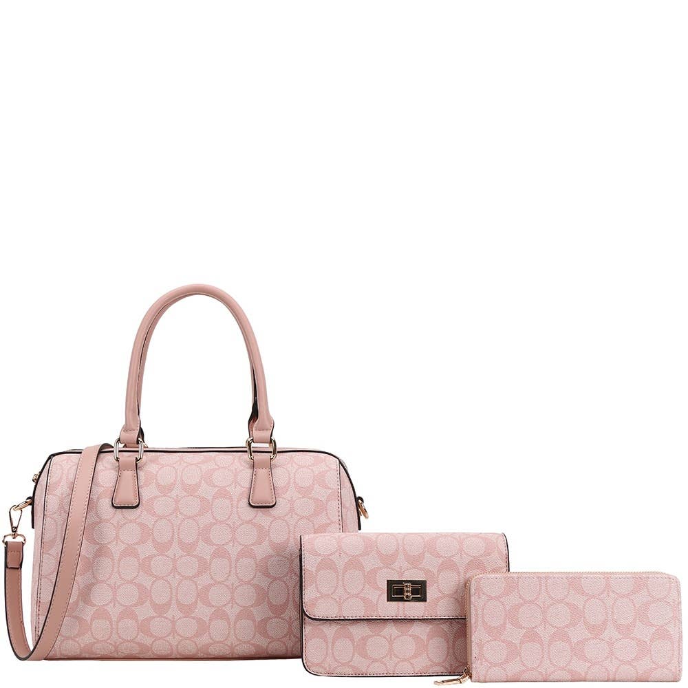 3IN1 OVAL PRINTED HANDLE DUFFLE BOSTON BAG SET