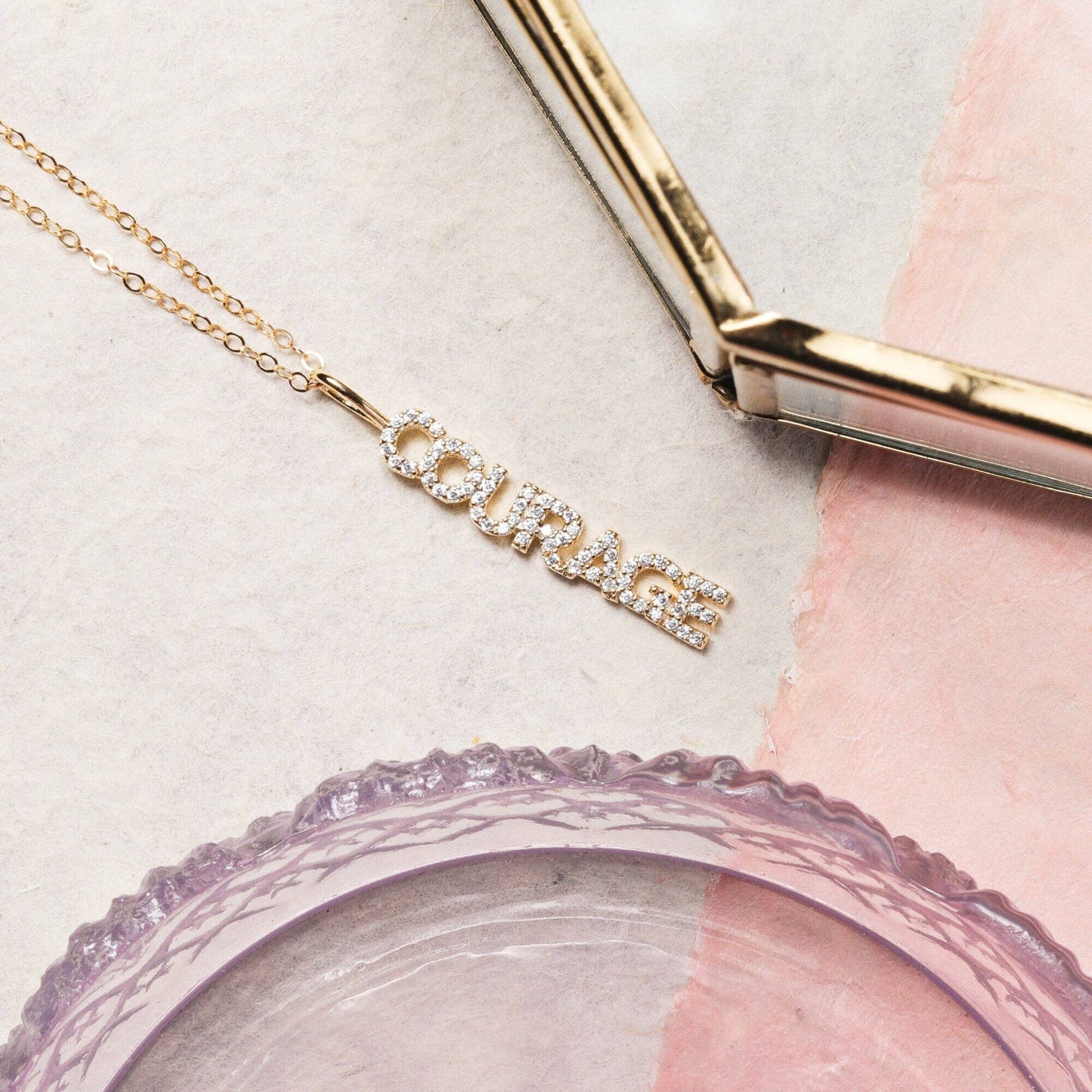 Courage Pave Gold Necklace