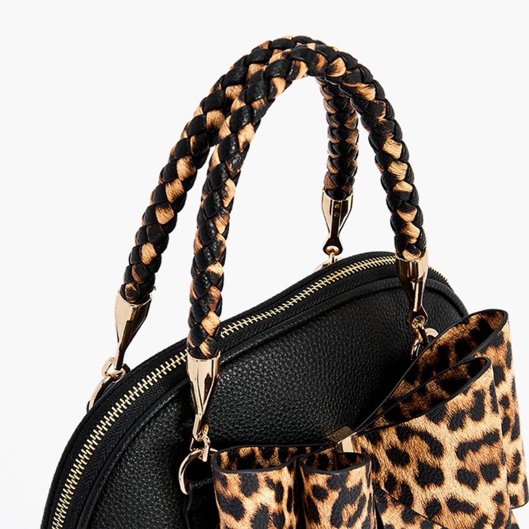 Leopard Top Handle Bow Bag – Winter Statement Gift