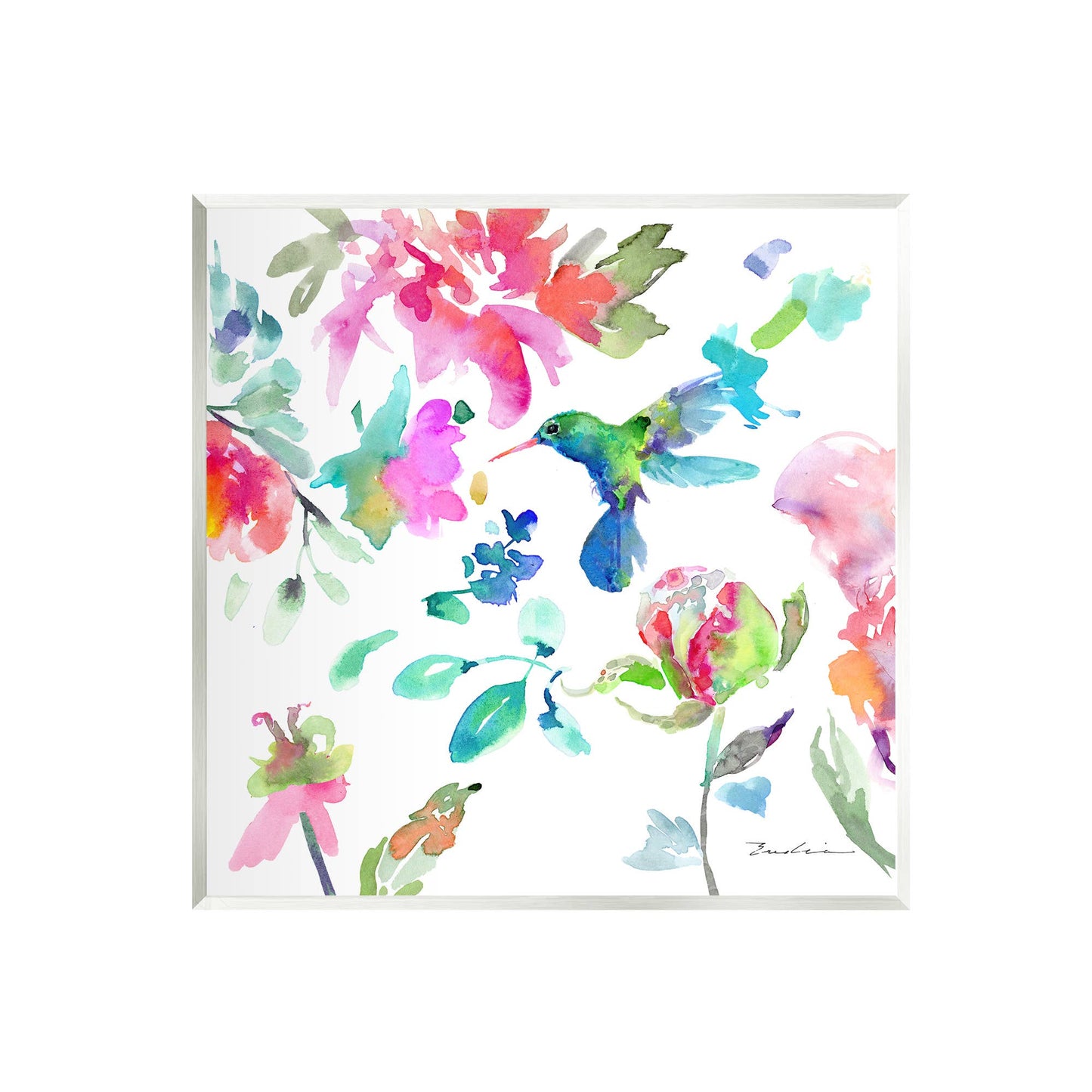 Hummingbird Vivid Tree Blossoms Plaque Art