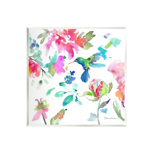 Hummingbird Vivid Tree Blossoms Plaque Art