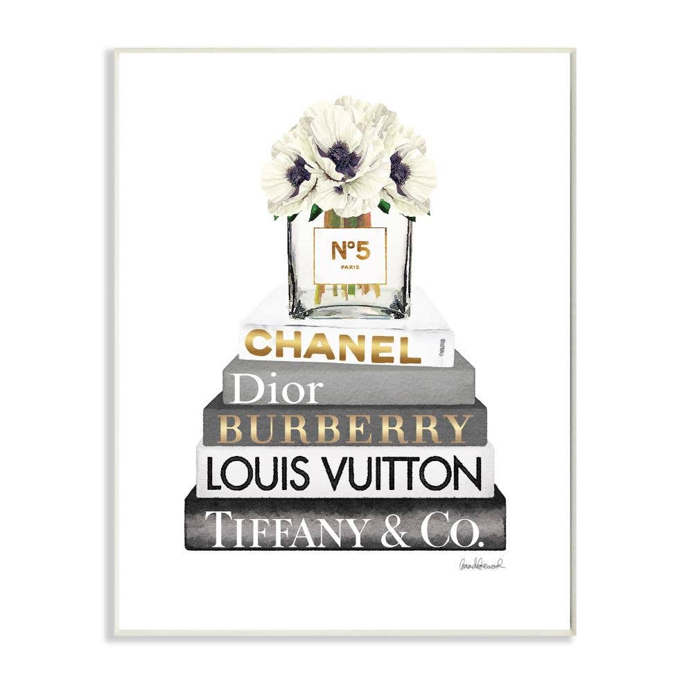 Blooming White Floral Display on Glam Designer Bookstack